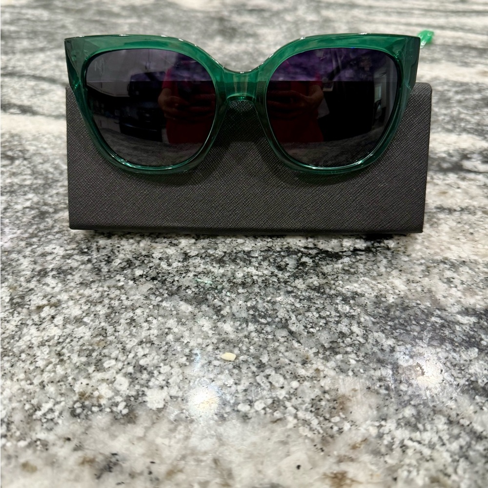 Mikayla x Dime Green Oversized Cat-Eye Sunglasses Polarized & Prive Revaux pair
